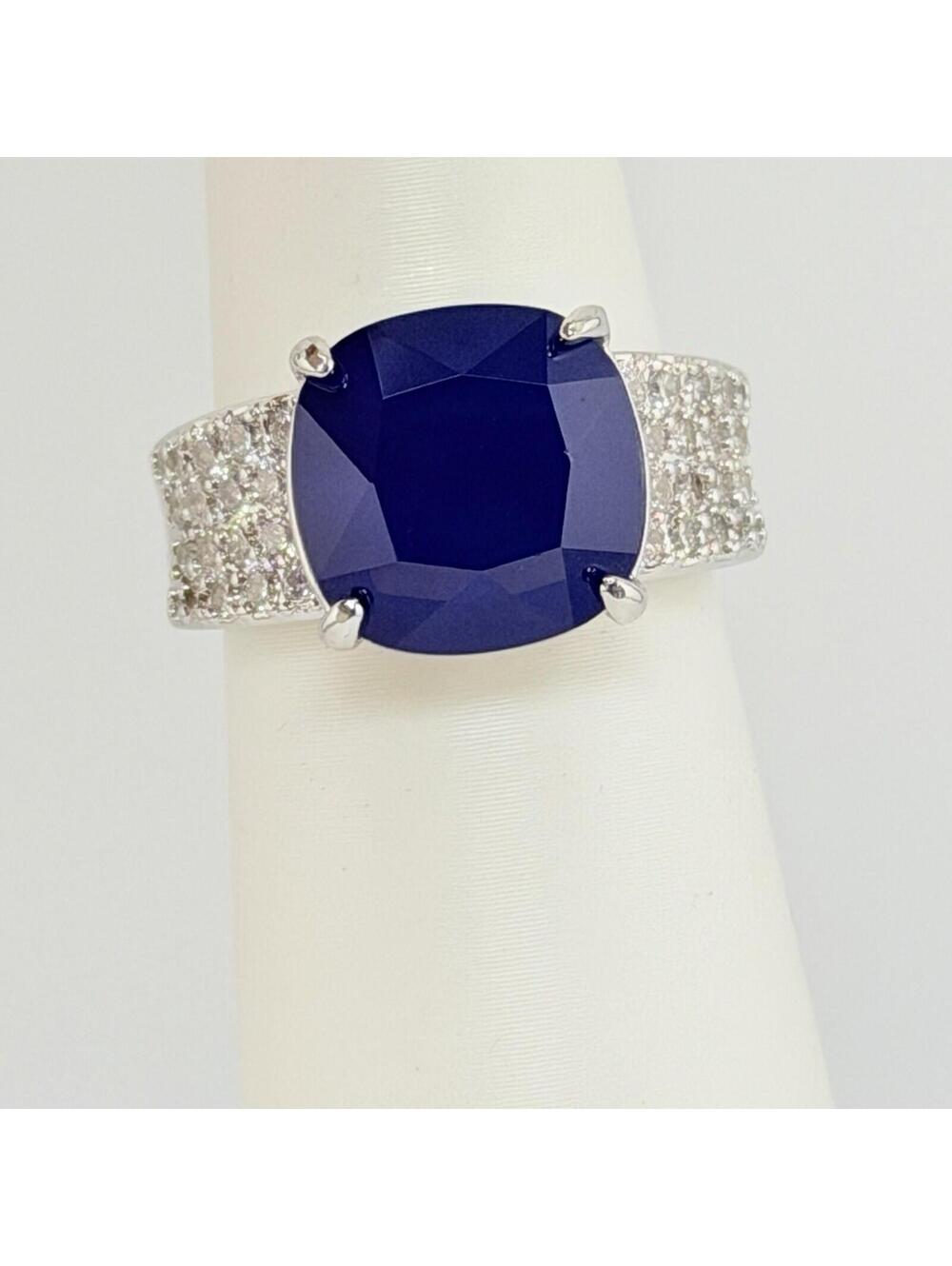 Bomb Party Sz 7 "Dripping Gems" RBP7798 Lab Created Sapphire +Quartz on Rhodium